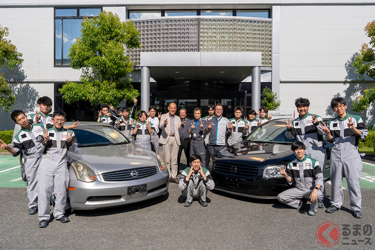 次のオートサロンやオートメッセに向けて製作されるベース車が納車された(画像提供:日産京都自動車大学校)