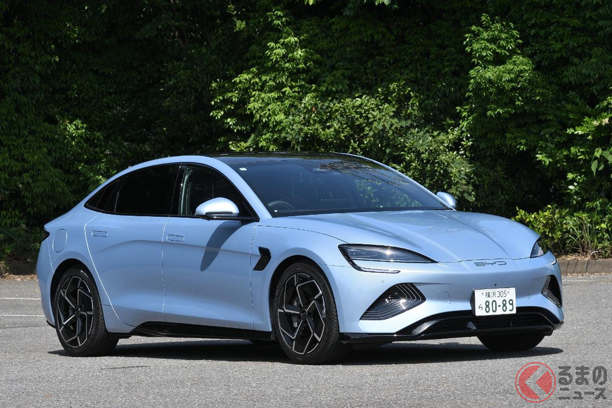 最近の中国車はBYDをはじめ独自のスタイリッシュなデザインを採用し、評価されている(画像はBYDシール)