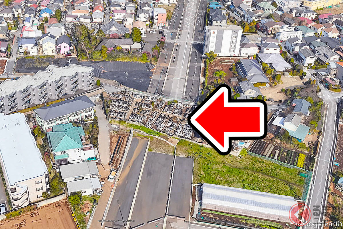 練馬区大泉学園町2丁目から同区西大泉5丁目までの2km区間で問題となっている場所の上空写真(画像/PHOTO CREDIT:Google Earth)