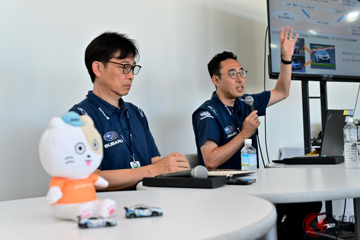 「HIGH PERFORMANCE X FUTURE CONCEPT」の概要を説明する本井代表(左)と伊藤監督