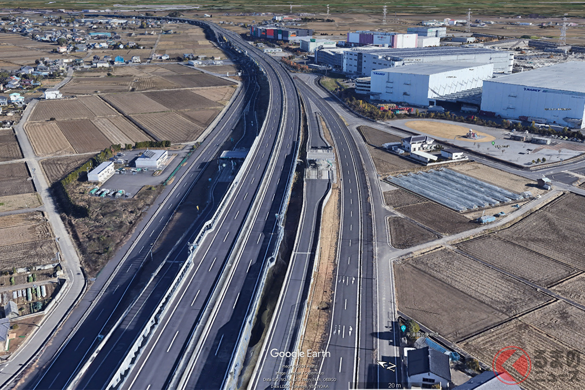 幸手ICからつくば方面を望む(画像:Google Earth)。