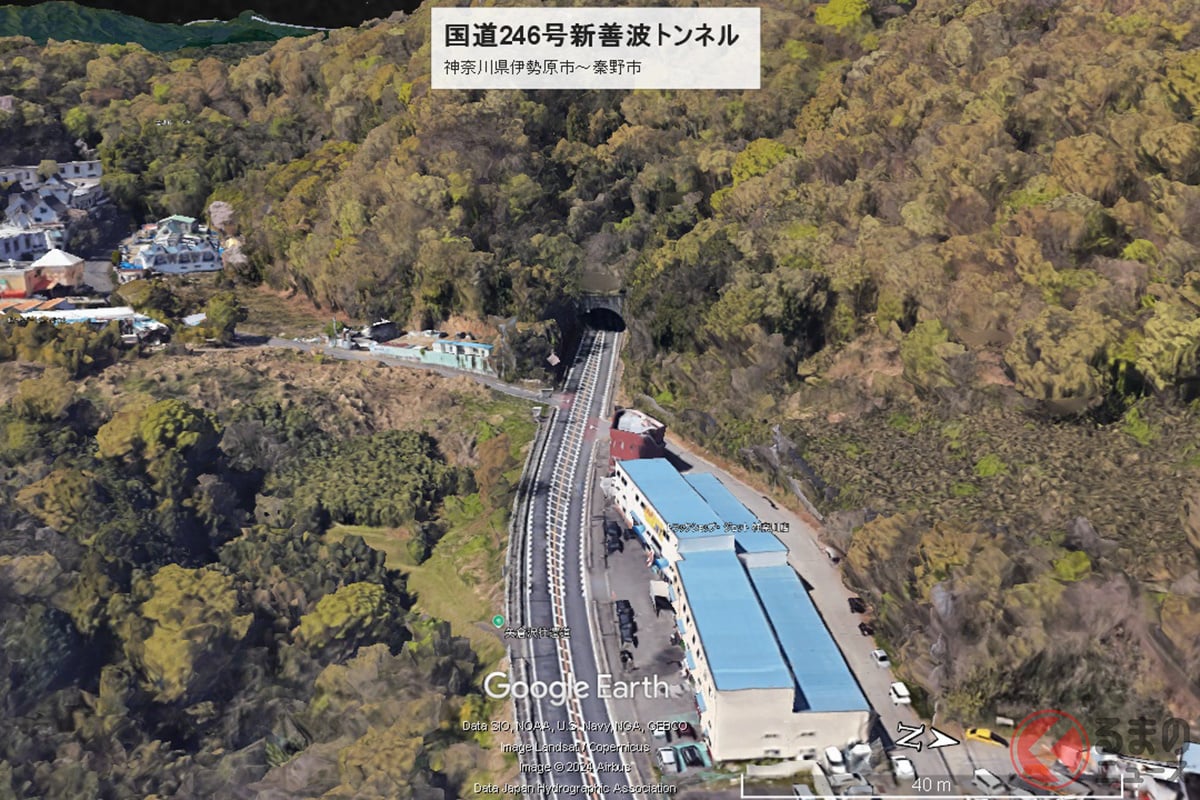 国道246号線「新善波トンネル」(画像:Google Earth)。