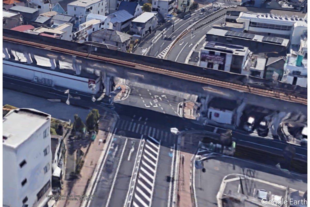 船橋の都市計画道路（画像：Google Earth）。