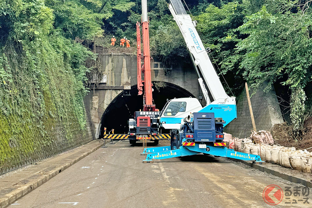 9月2日8時の新善波トンネル厚木側坑口（画像：国土交通省）。