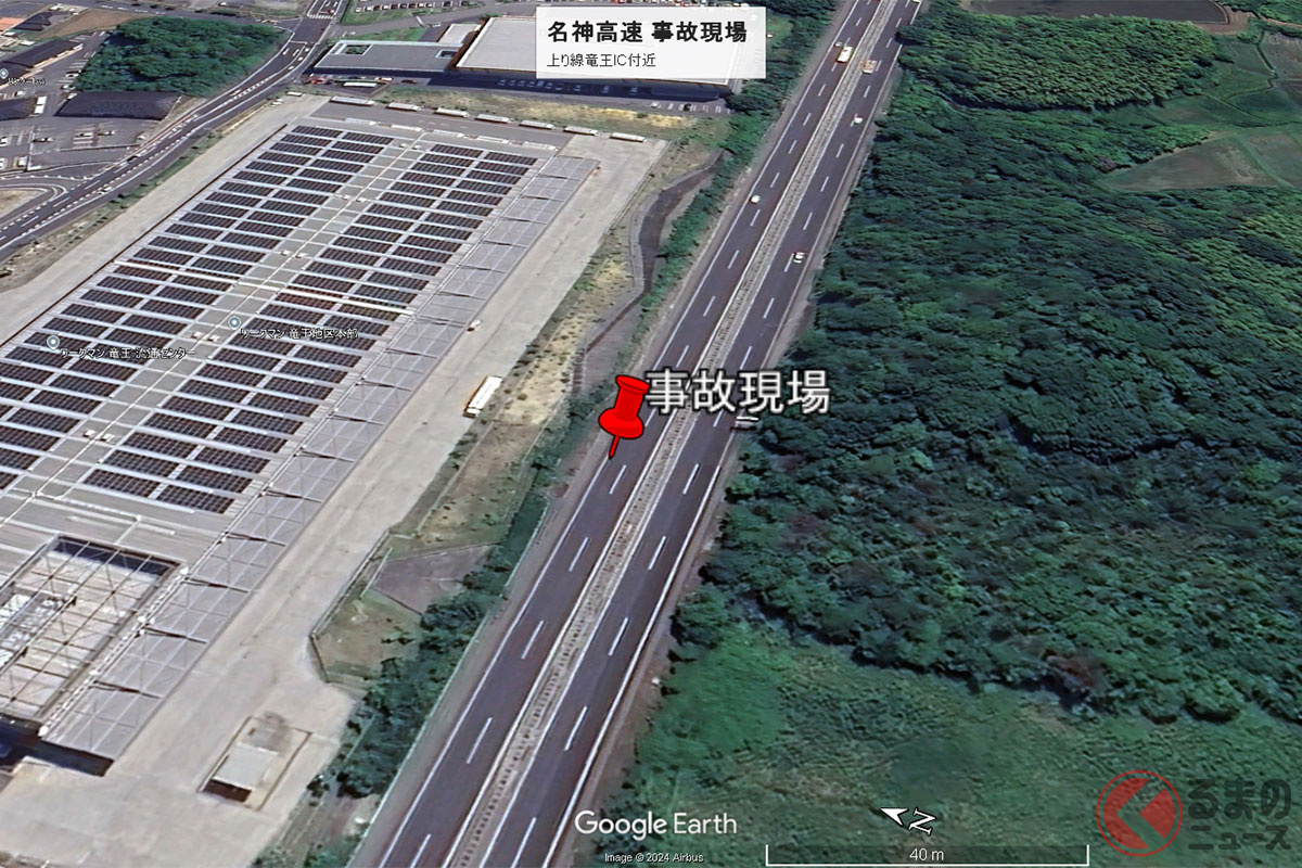 事故現場付近（画像：Google Earth）。