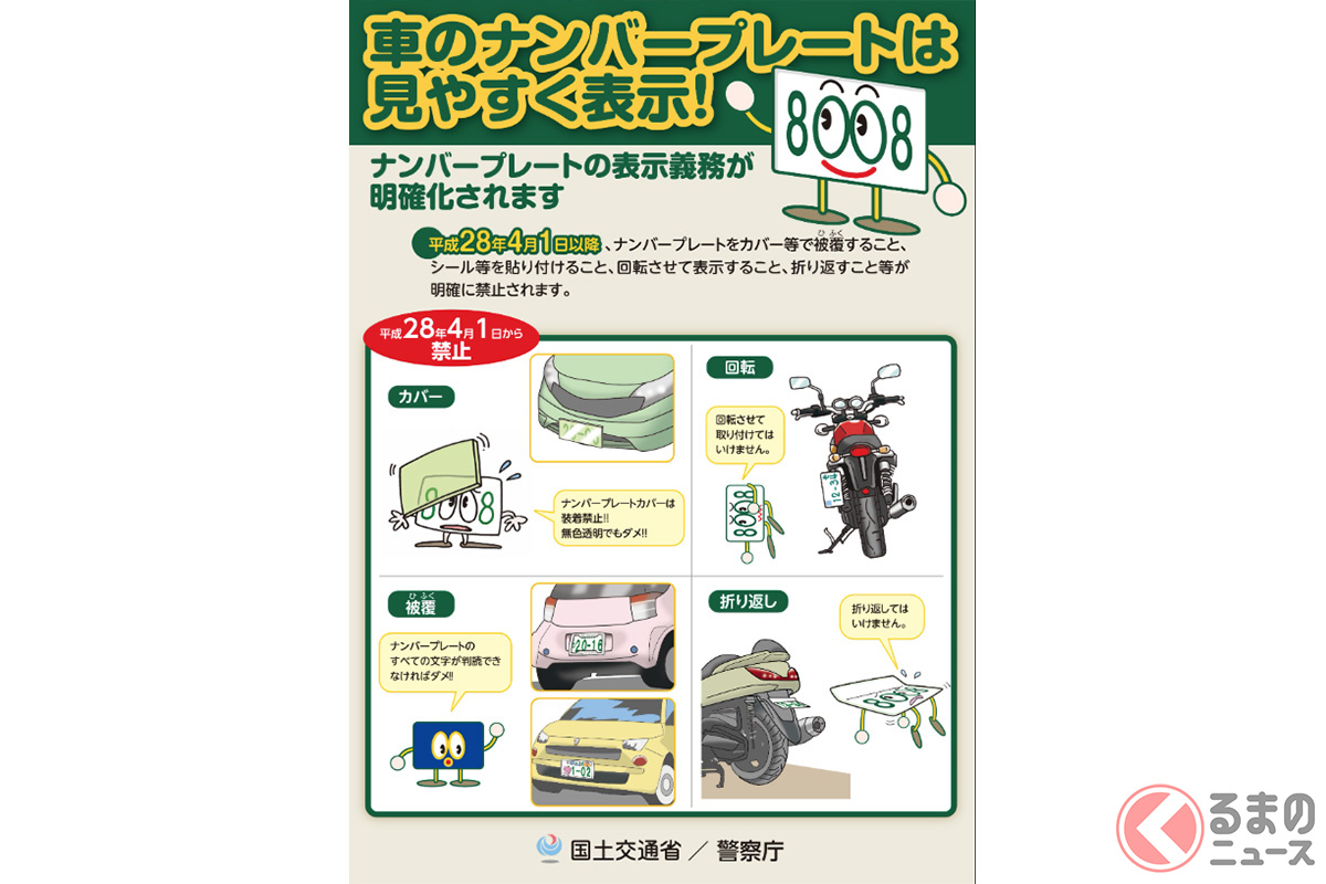 ~ナンバープレートを見やすく表示しましょう~(画像引用:国土交通省)