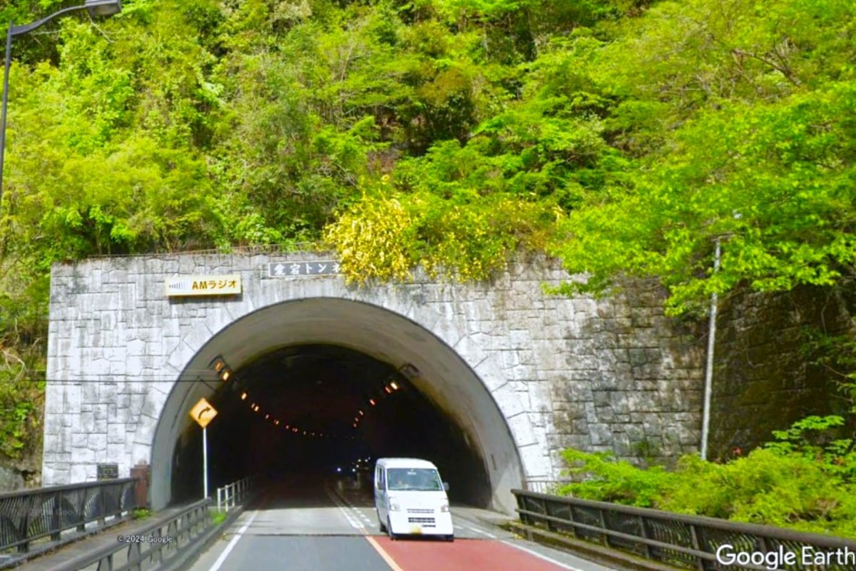 多摩川南岸道路の愛宕トンネル（画像：Google Earth）。