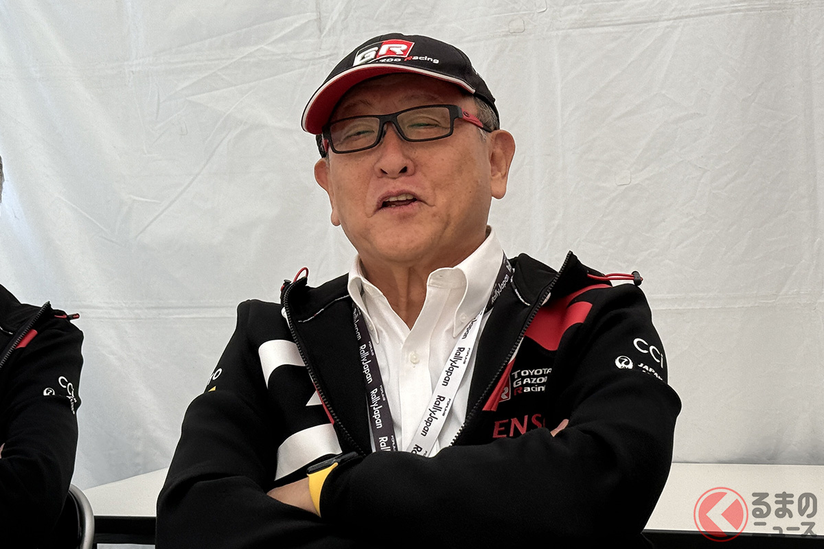 3年目の開催となったラリージャパンについて語ってくれたトヨタの豊田章男会長(筆者撮影)
