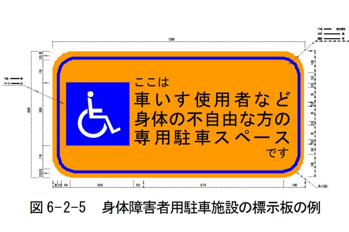 NEXCOの表示板の例。「専用」と書いてあるが法的拘束力は無い。とはいえ、そこだけしか使えない人が、使いたいときに使えないことは無いようにしよう（画像：国土交通省）。