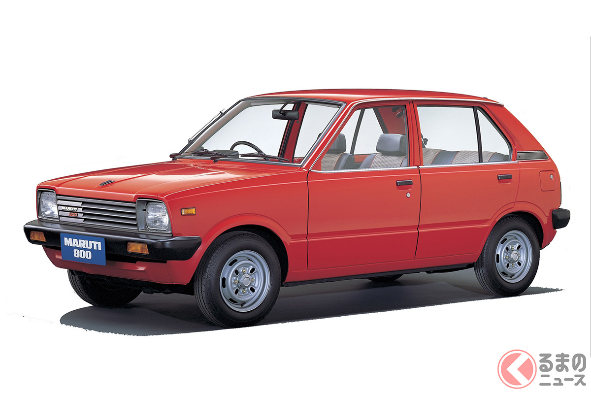 スズキは、2024年3月末までにインドにおける四輪車の累計生産3000万台を達成している(画像は生産第一号車「マルチ 800」)