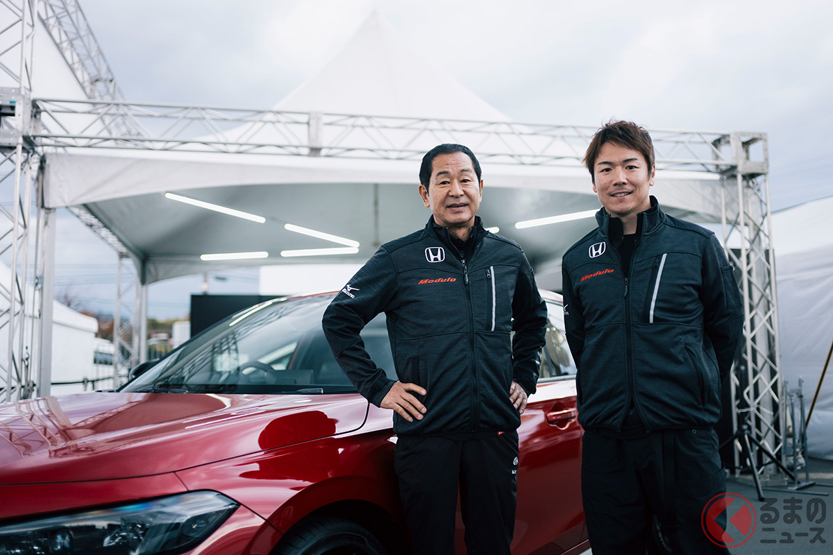 Modulo開発アドバイザー 土屋圭市氏(左) Honda純正アクセサリーアンバサダー 大津弘樹選手(右)