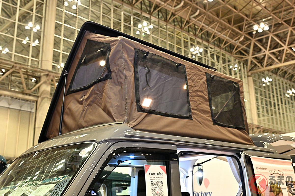 独自の「横開き」方式を採用した「オフタイムBASE」のポップアップルーフ