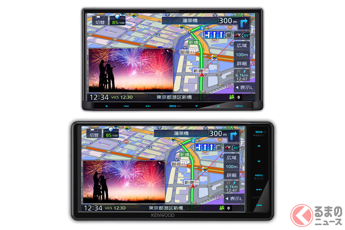 “彩速ナビ”「TYPE L」シリーズ新製品の「MDR-L612W」(7V型 200mmワイドモデル)(下)と「MDR-L612」(7V型180mmモデル)(上)