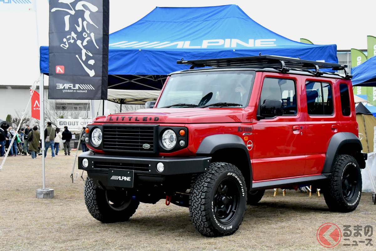 GO OUT JIMNY CAMPのアルパインブースに展示された「ジムニー5ドア(海外仕様)」