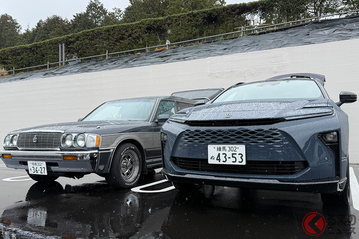 安田さんの「クラウンステーションワゴン(左)」と新型「クラウンエステート(右)」