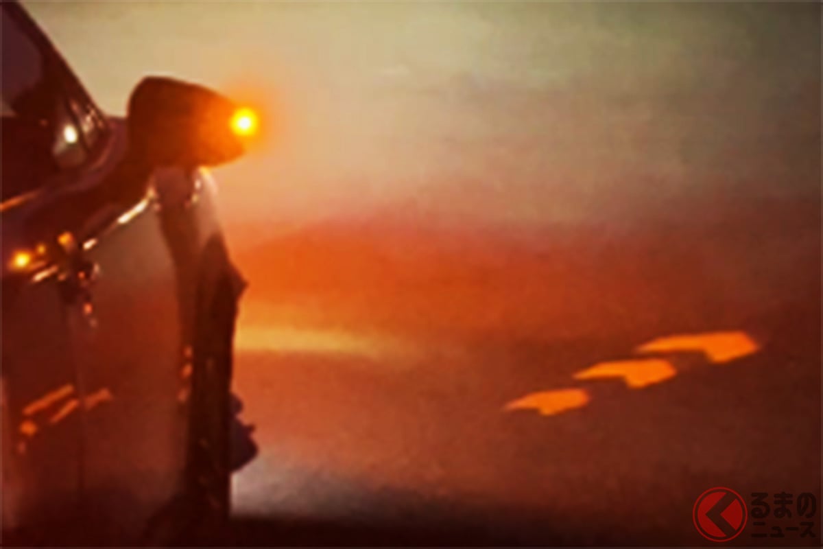 うぉお! ウインカーと連動して路面に矢印がでた!