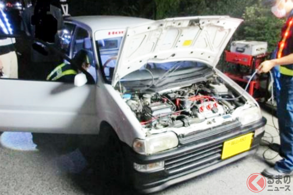 不正改造車の特別街頭検査の様子(画像:中国運輸局)