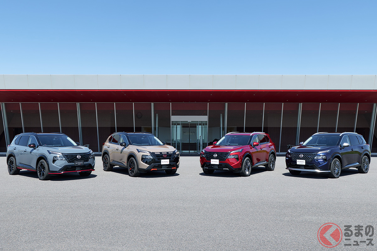 マイナーチェンジした日産の新型「エクストレイル」シリーズ［（左から）NISMO／ROCK CREEK／G e-4ORCE／AUTECH SPORTS SPEC］