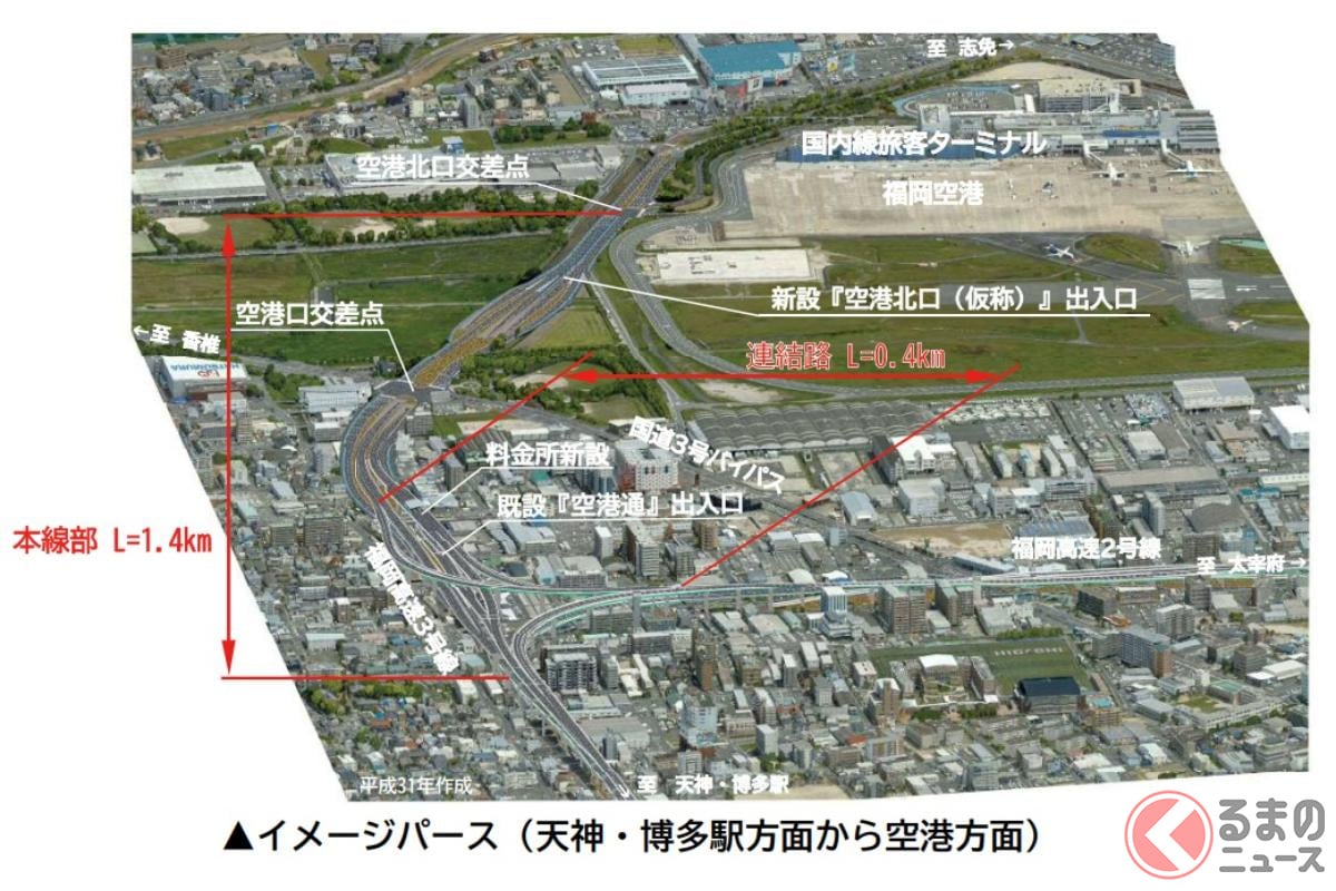 福岡都市高速3号線の延伸工事(画像:福岡北九州高速道路公社)