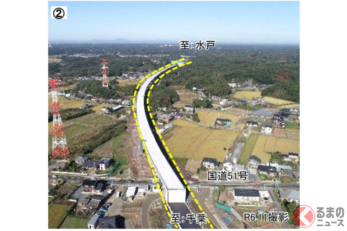 工事が進む東関東道「潮来IC~鉾田IC」の様子(画像:国土交通省)