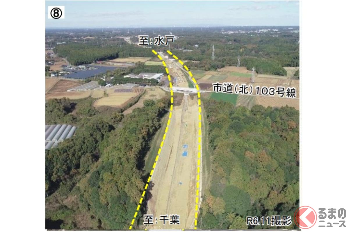 工事が進む東関東道「潮来IC~鉾田IC」の様子(画像:国土交通省)
