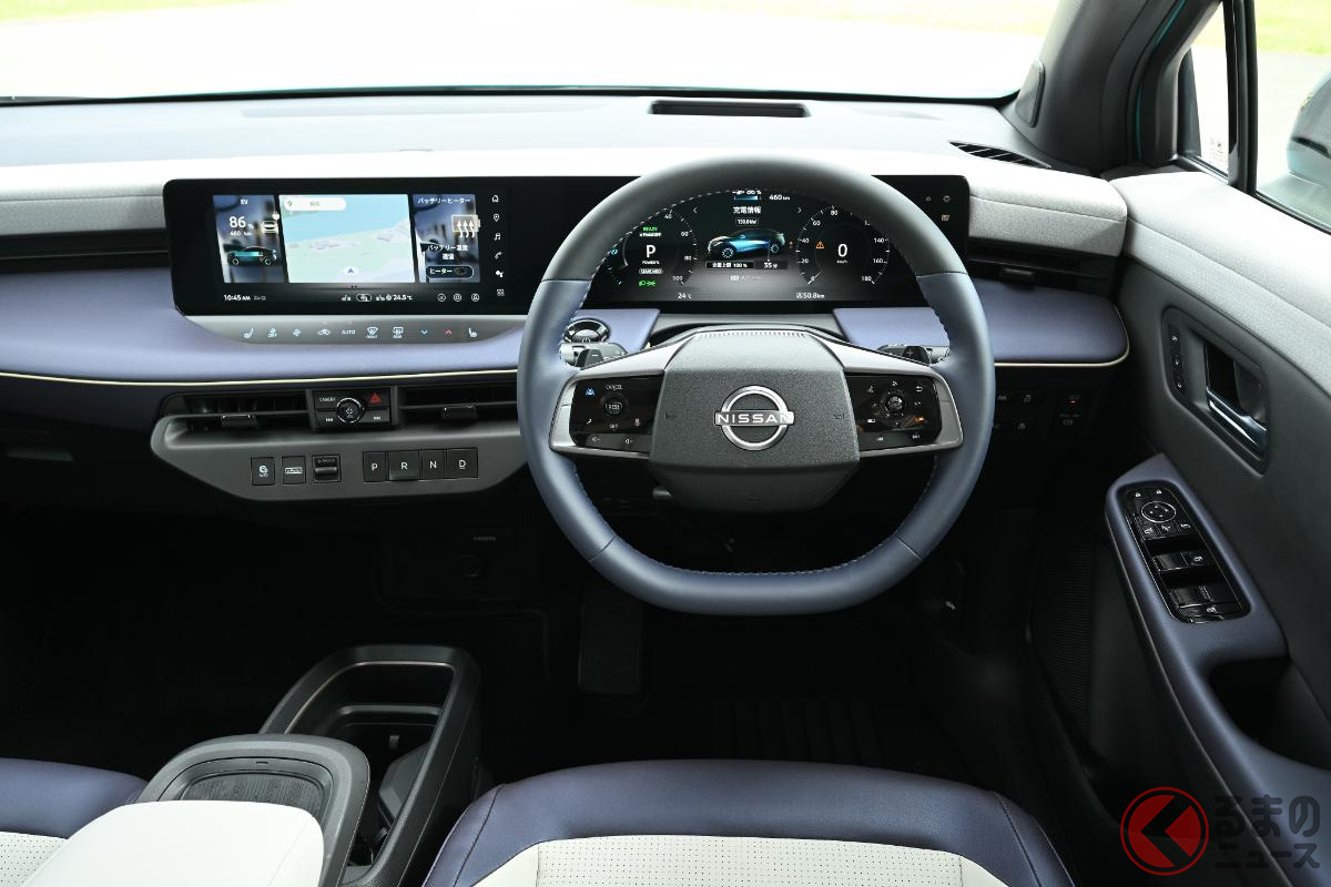 新型「リーフ」のインテリア。先進運転支援技術やコネクテッド機能も充実