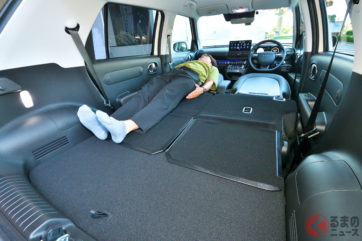 フラットで大人2人が寝れる広い室内空間も大きな魅力!