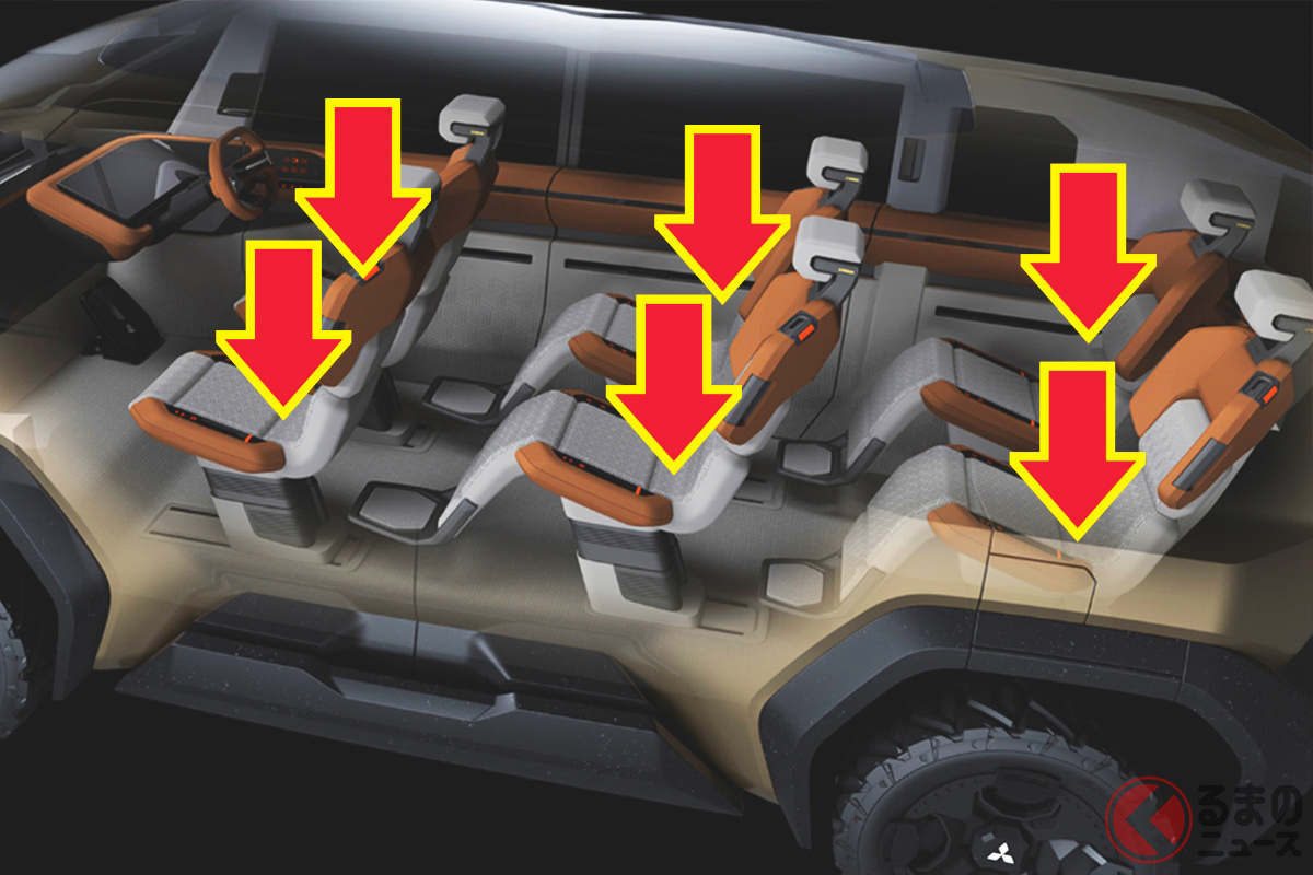 広い車内空間にゆとりある3列6人乗りレイアウトを採用！