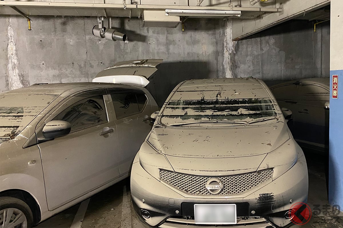三重県四日市市の駐車場で浸水被害に遭った車両(写真提供:オーナー)