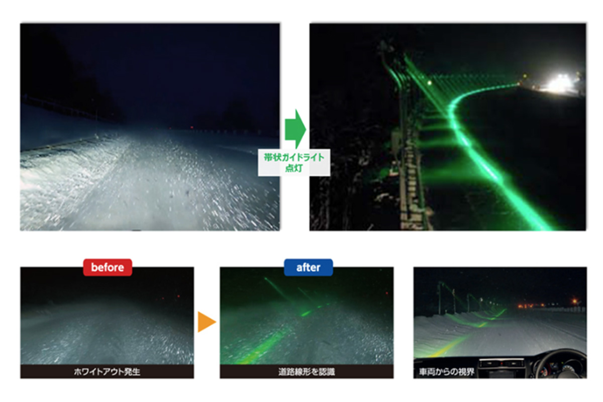 帯状ガイドライト(画像引用:NEXCO東日本)