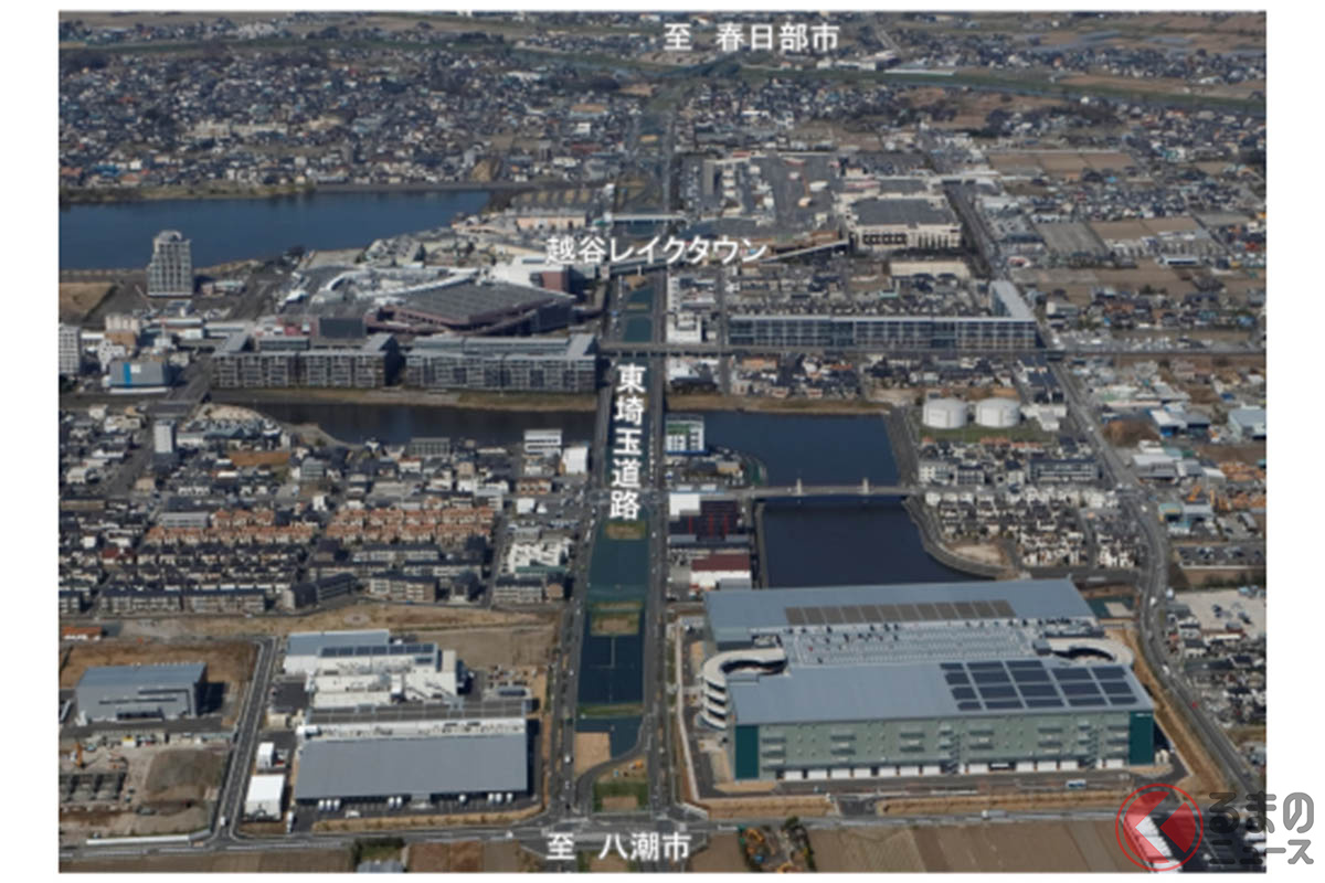 越谷レイクタウン周辺まで開通している「東埼玉道路」（画像：国土交通省）