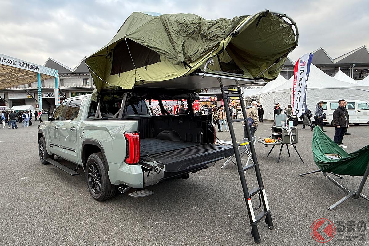 現地での使い方をチラ見! タンドラの荷台にテントを張った仕様