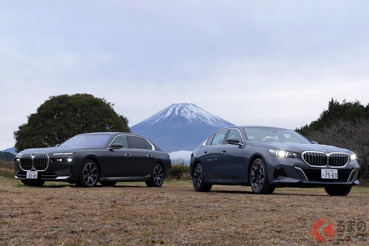ロング化された5シリーズ「525Li」とフラッグシップ「7シリーズ」。乗り比べると、それぞれが目指す“キャラの違い”がより鮮明に見えてくる(Photo:Daijiro Kori)