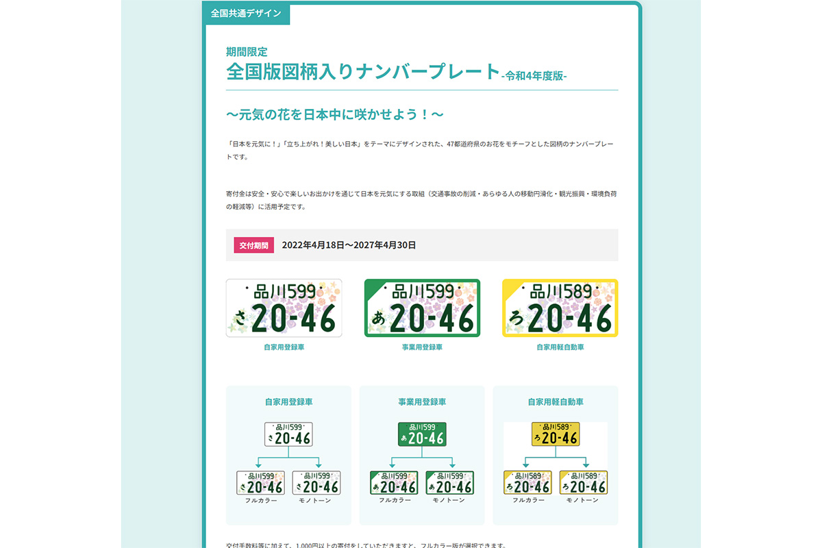2025年日本国際博覧会(大阪・関西万博)の開催を記念した特別仕様のナンバープレート。交付期間は2025年12月26日まで。(画像引用:国土交通省)