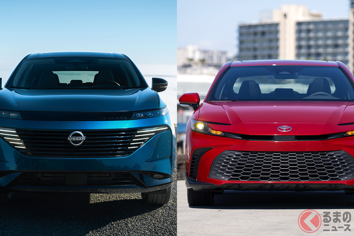 なぜ「米国生産車を日本に輸入すること」を検討？ その理由とは？（画像は左が日産ムラーノ、右がトヨタカムリ）