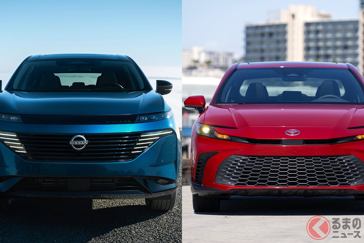 なぜ「米国生産車を日本に輸入すること」を検討? その理由とは?(画像は左が日産ムラーノ、右がトヨタカムリ)