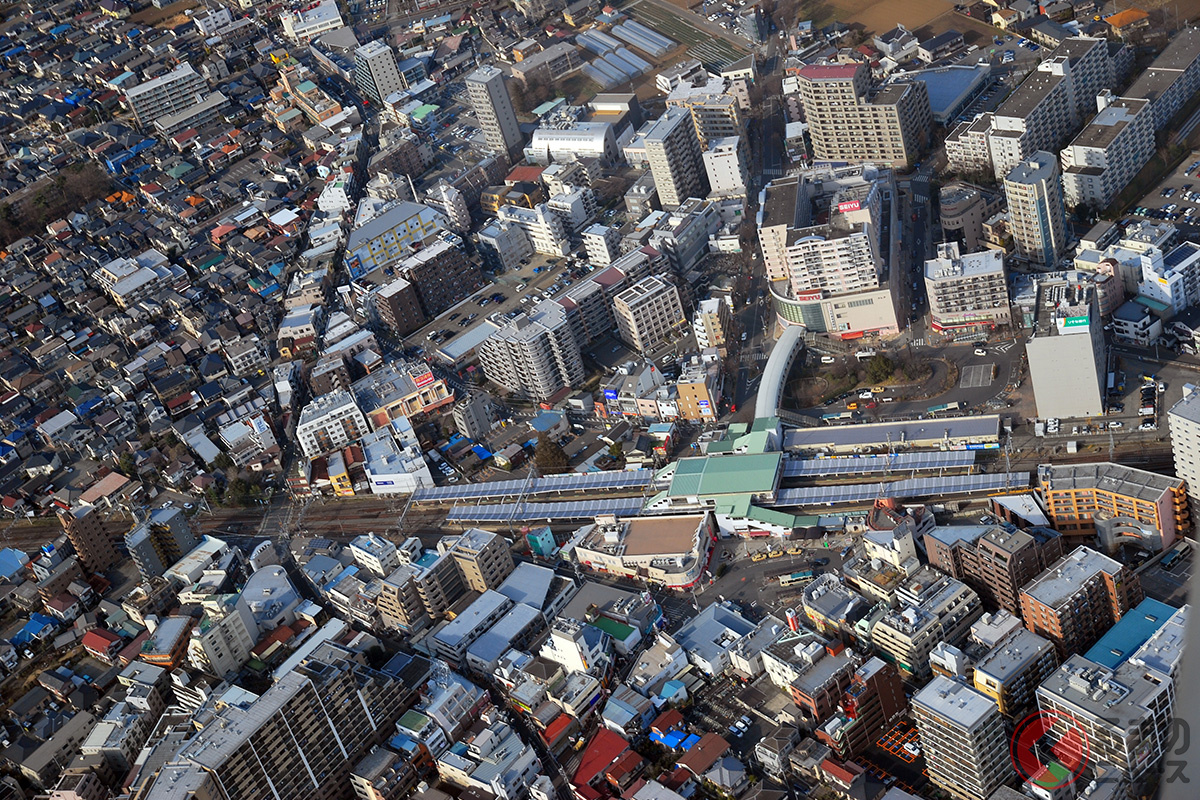 西武池袋線「清瀬駅」の上空写真（クレジット作者名表記：旅案内人　野沢／ PIXTA）