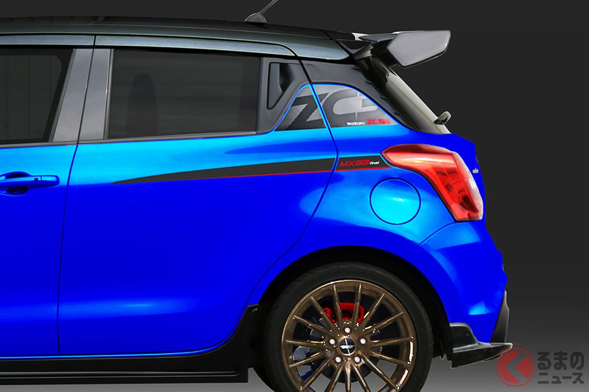 コンプリートカー スイフトスポーツ Final Edition をベースに、これまでにリリースしてきたMONSTER SPORT パーツをフル装備した上に、さらに新作パーツを搭載した「MONSTER SPORT MX33 FINAL」