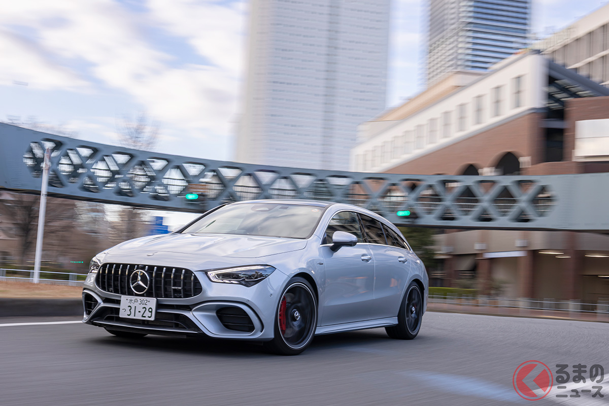 メルセデス・ベンツの高性能モデルを担うメルセデスAMG「CLA45 S 4MATIC＋」。試乗車は実用性も高いシューティングブレークだ（Photo：Daijiro Kori）