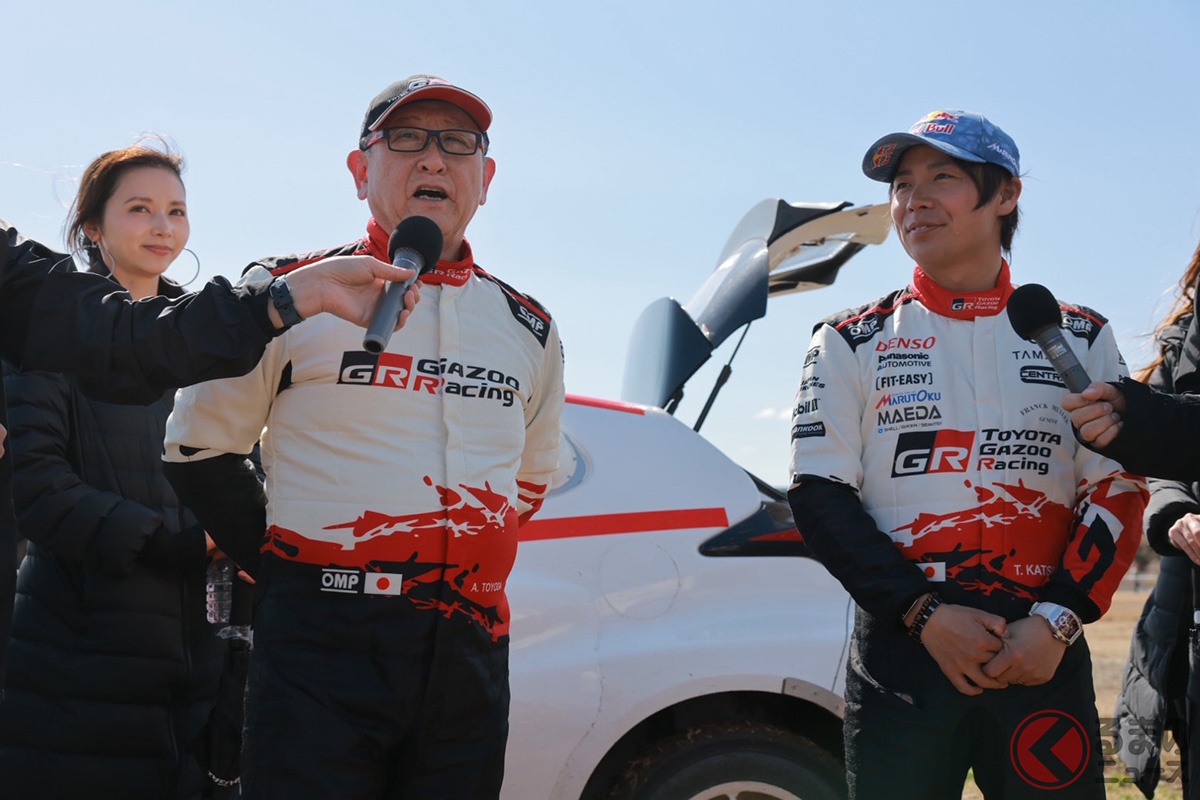 ラリー三河湾ではモリゾウ選手と共にデモランを披露した勝田貴元選手(画像:GAZOO Racing @TOYOTA_GR)