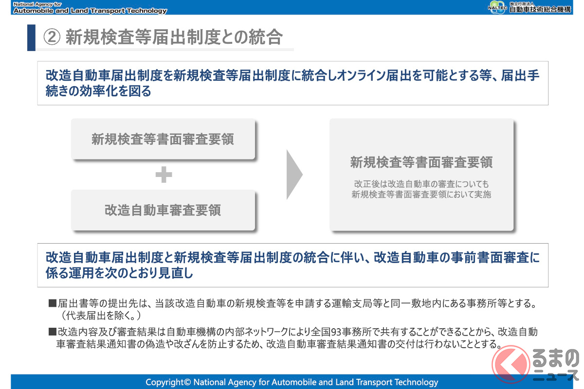 新規検査等届出制度との統合（出典：NALTEC）