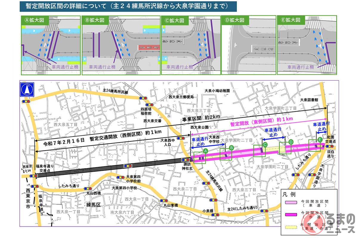 練馬の「放射第7号線」1kmが2026年3月17日に暫定開放された(出典:東京都庁)