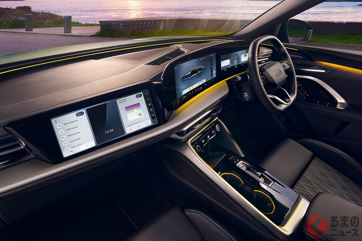 水平基調のデザインで広がりを感じさせる新型「Q5」のインテリア。今回のアップデートでユーザーインターフェイスが刷新され、より直感的な操作が可能に
