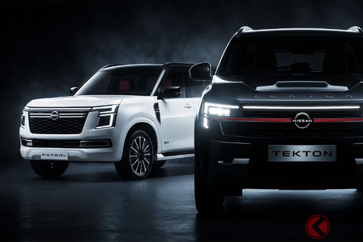 日産の新型CセグメントSUV「テクトン」ティザー画像（左は「パトロール」）［日産インド法人Instagram（@nissan_india）］