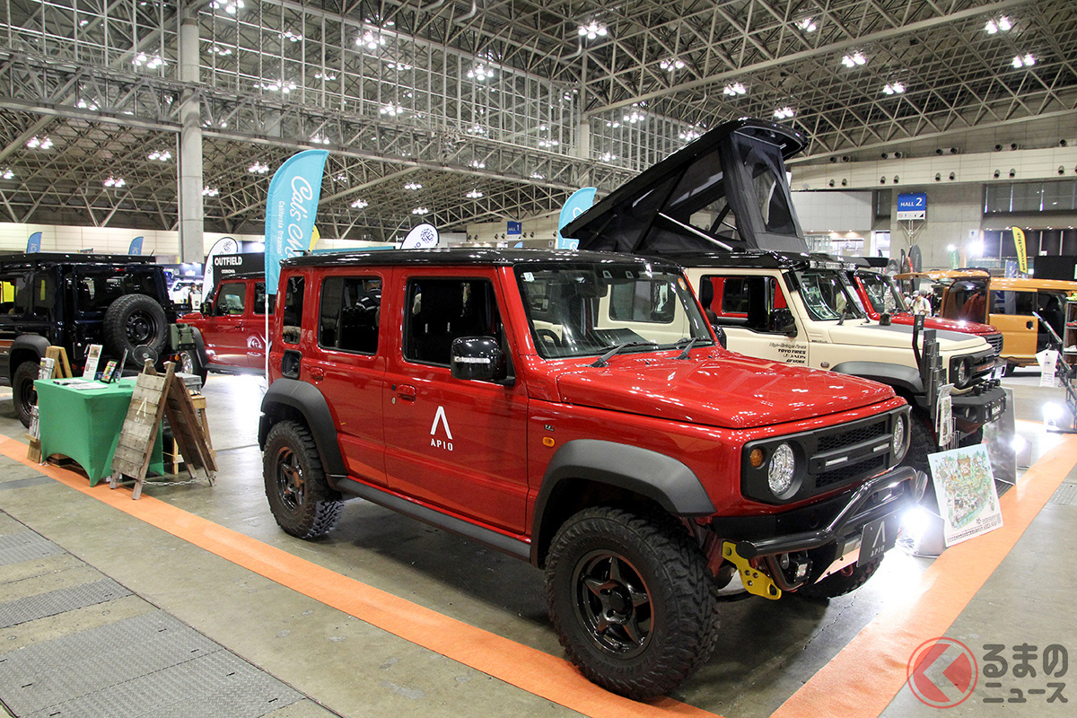 東京アウトドアショー2026の「ジムニー ノマド VILLAGE」に展示されたアピオのデモカー