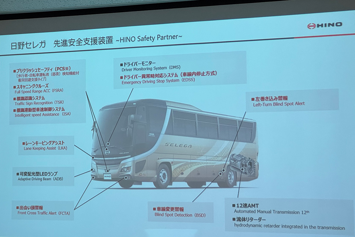 日野セレガの先進安全装備