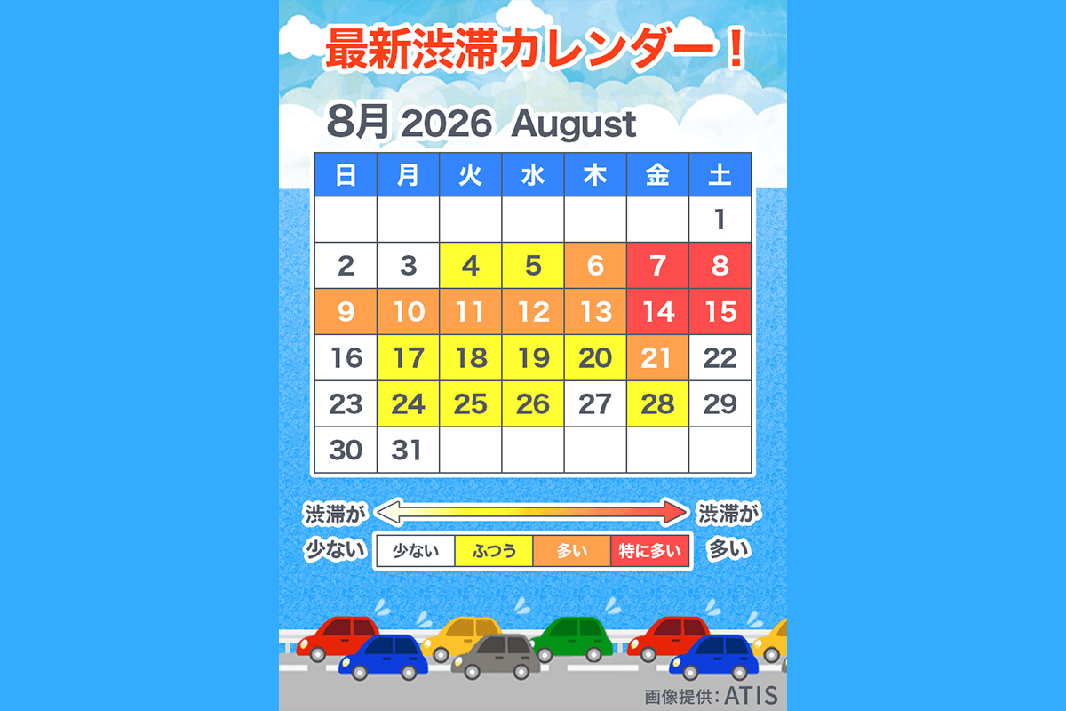 2026年8月の渋滞カレンダー