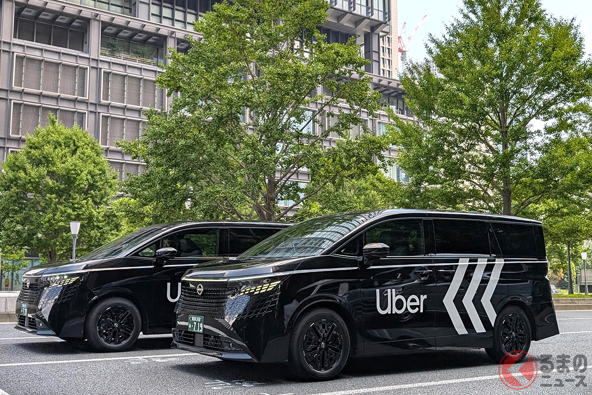 都内を走行する新型「エルグランド」のUberプレミアム車両