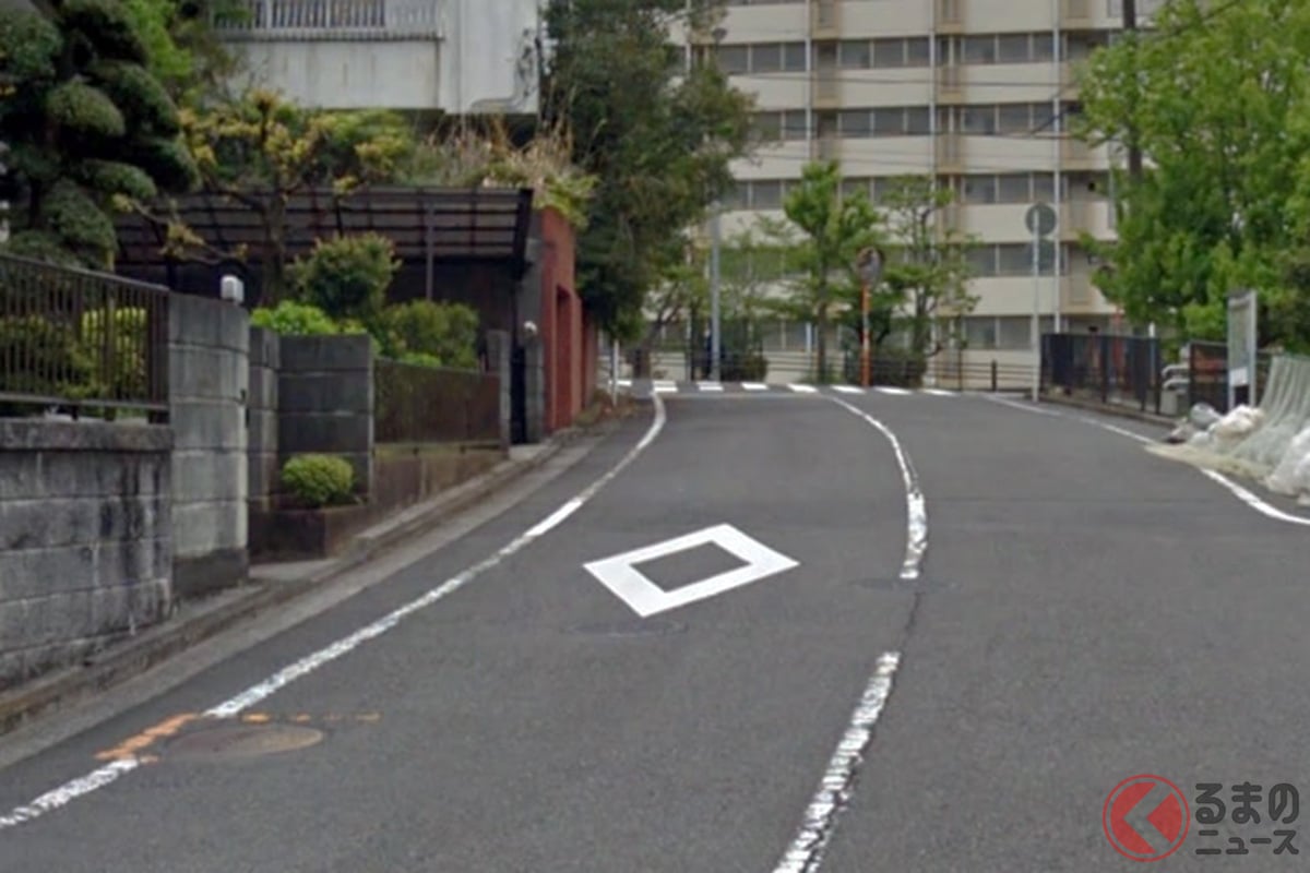 横断歩道から手前の道路上に描かれた「ひし形」までは約30mとなっている