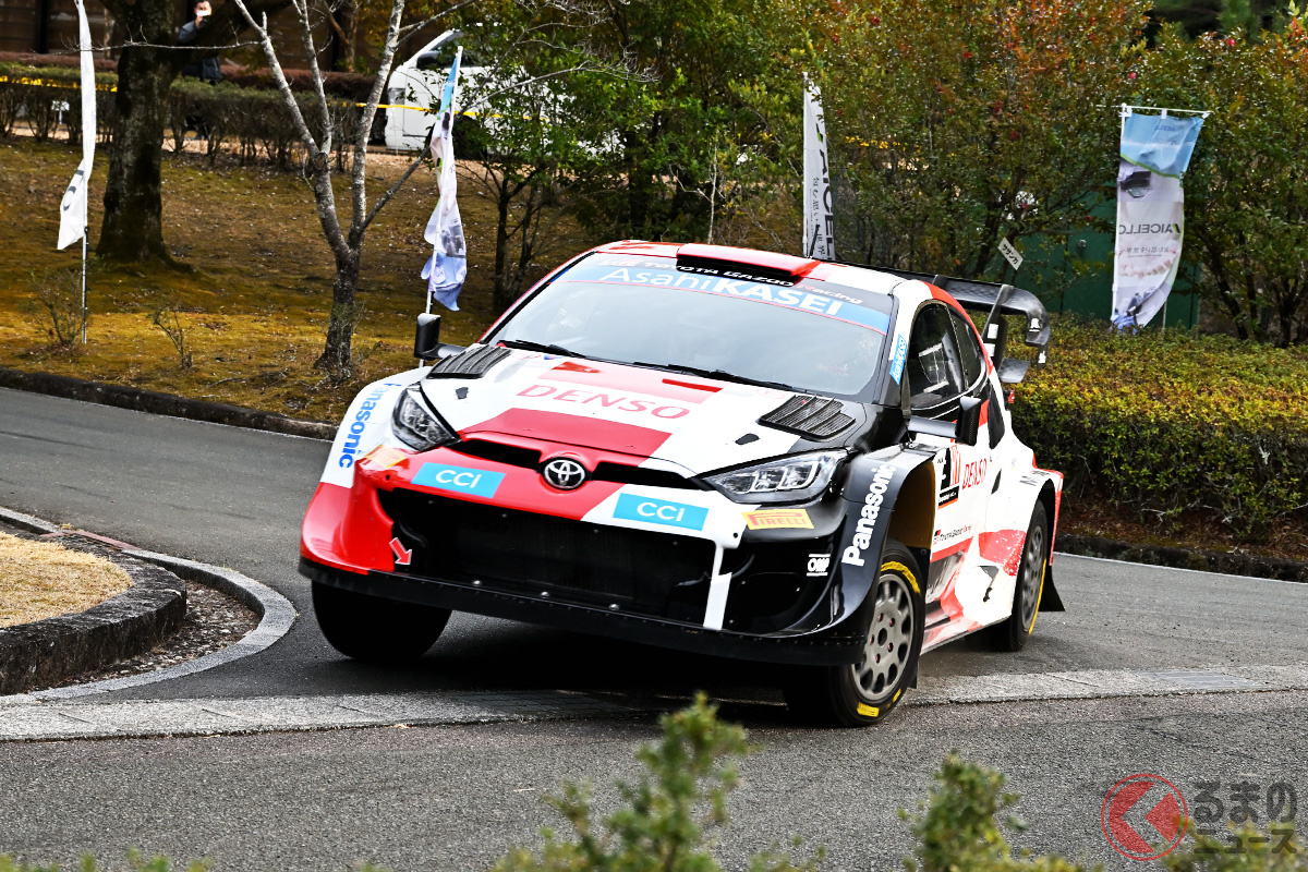 新城ラリー2023で勝田貴元氏は迫力のあるデモランを披露した